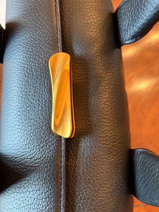 NWT Donna Karan Amagansett Black Leather Satchel w/ Jewelry like closure. - Picture 10 of 16